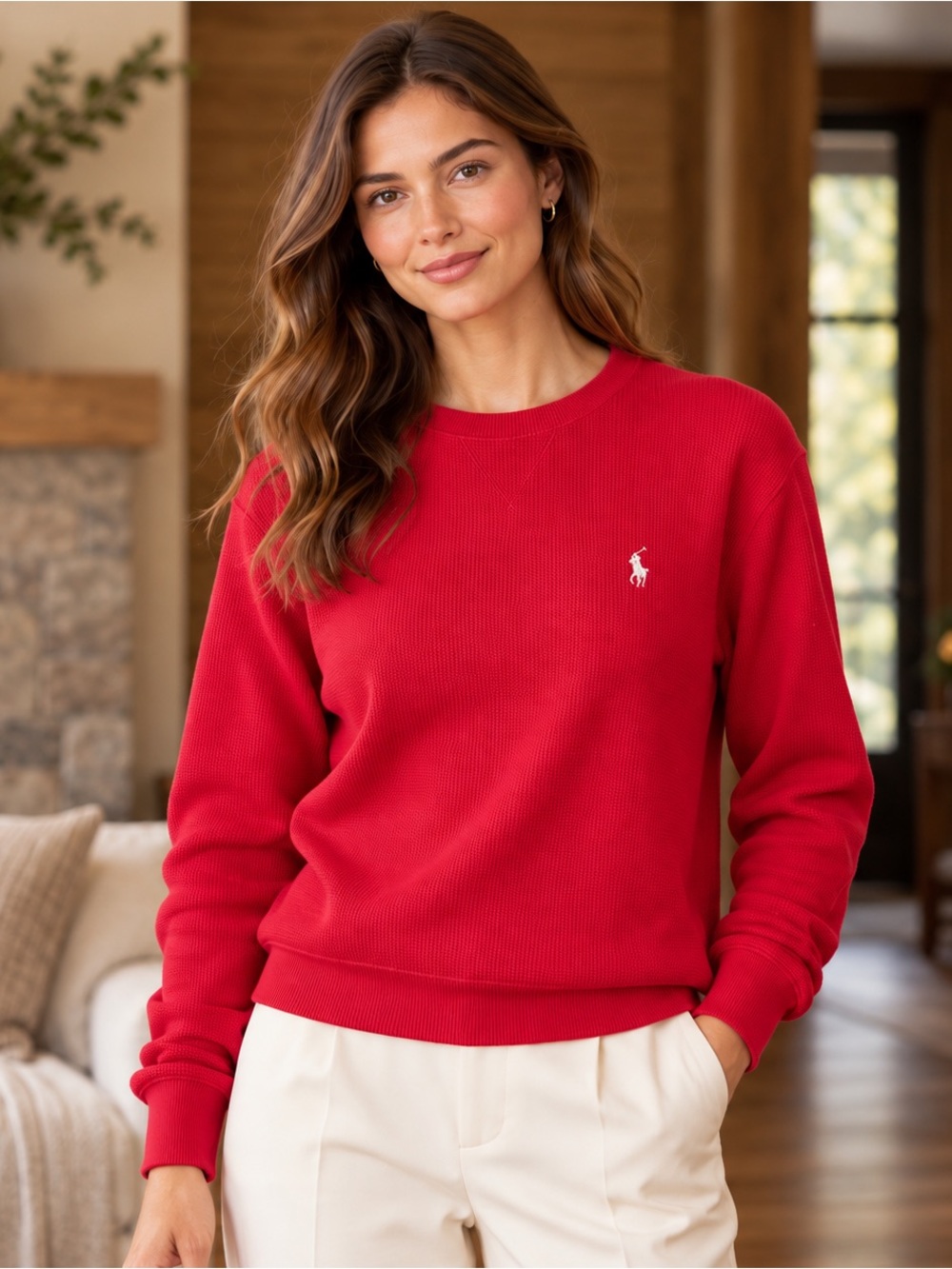 Polo by Ralph Lauren Red Crewneck Sweatshirt with Signature Pony